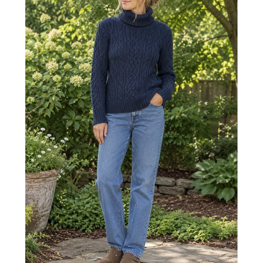 Vintage Lauren Ralph Lauren Cableknit Chunky Turtleneck Sweater Wool Blend Sz XL